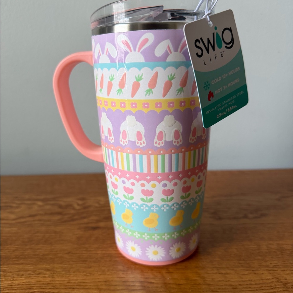 Swig Life Pink Easter Pattern Insulated Travel Mug
